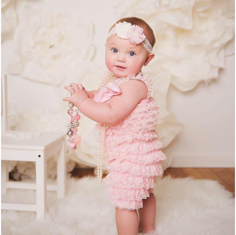 CLEARANCE Lace Ruffle Rompers - Squishy Cheeks
