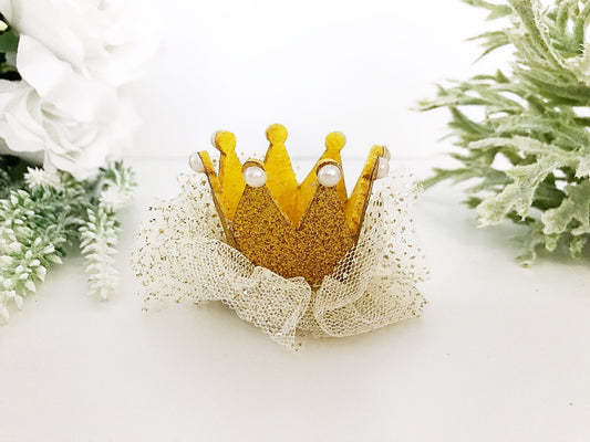 CLEARANCE Yellow Gold Princess Crown Hairclip - Squishy Cheeks