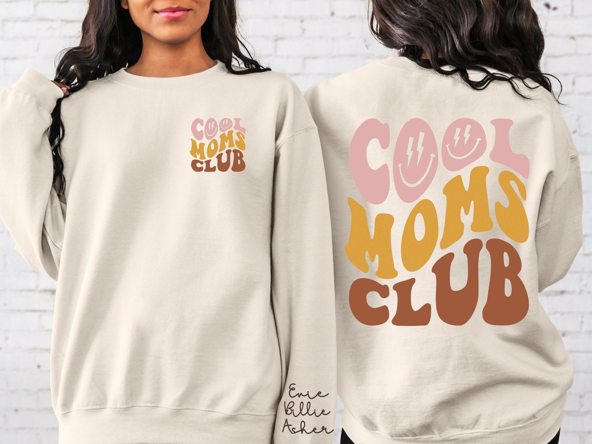 Cool Moms Club Sweatshirt with Names on Sleeve – Squishy Cheeks