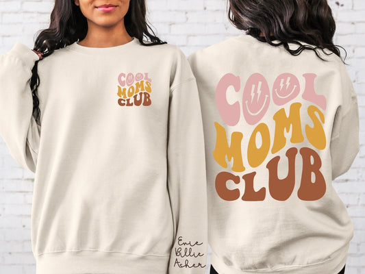 Cool Moms Club Sweatshirt with Names on Sleeve - Squishy Cheeks