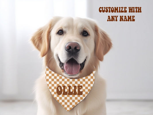 Custom Checkered Dog Bandana Personalize With Pets Name Tie On Dog Scarf - Squishy Cheeks
