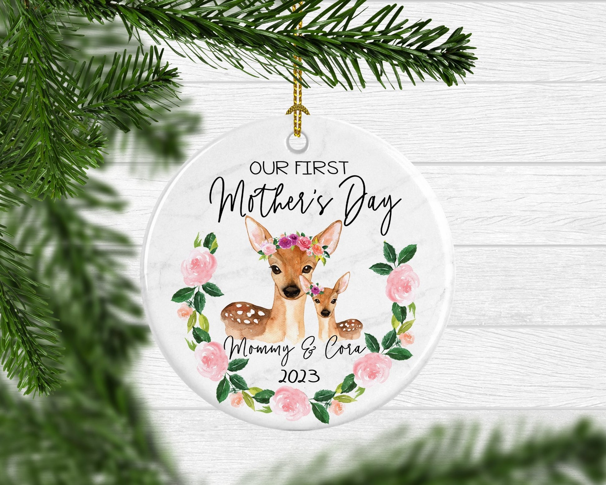 Custom Our First Mother's Day Decorative Ornament - Squishy Cheeks