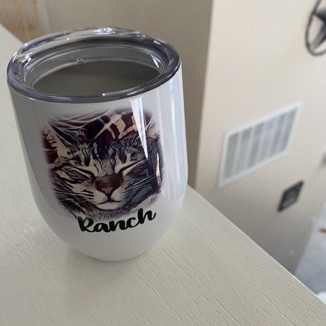 Custom Photo Drink Wine And Pet My Cat Tumbler - Squishy Cheeks