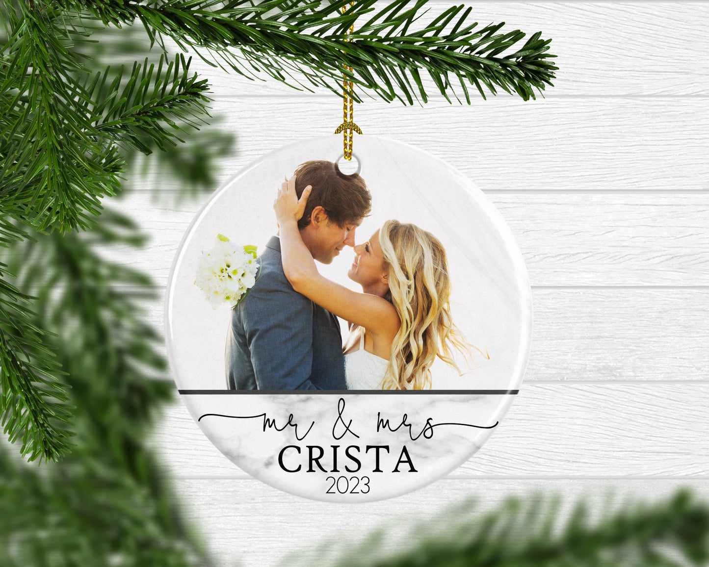 Custom Photo Mr. & Mrs. Newlywed Keepsake Ornament - Squishy Cheeks