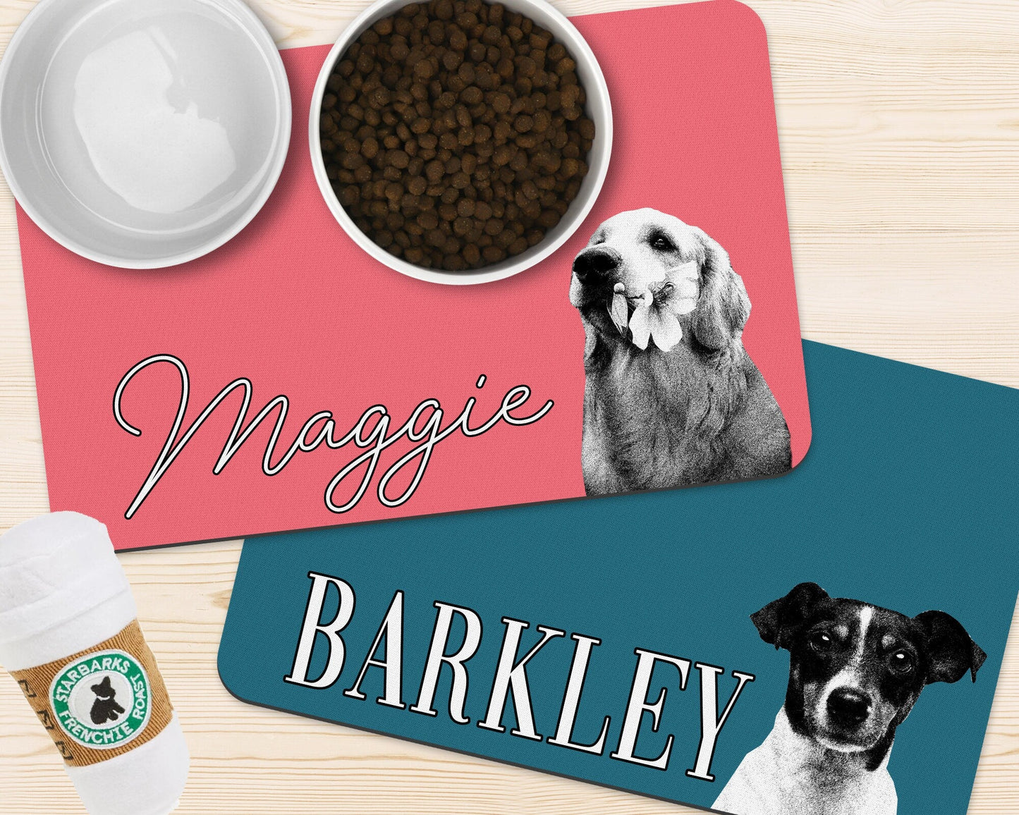 Custom Photo Pet Mat With Name Personalized Photo Non Slip Pet Mat for Dogs or Cats - Squishy Cheeks