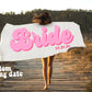 Custom Retro Bride and Bridesmaid Beach Towels With Wedding Date - Squishy Cheeks