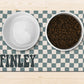 Custom Retro Checkered Personalized Dog Food Mat With Name Rubber Non-Slip - Squishy Cheeks