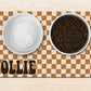 Custom Retro Checkered Personalized Dog Food Mat With Name Rubber Non-Slip - Squishy Cheeks