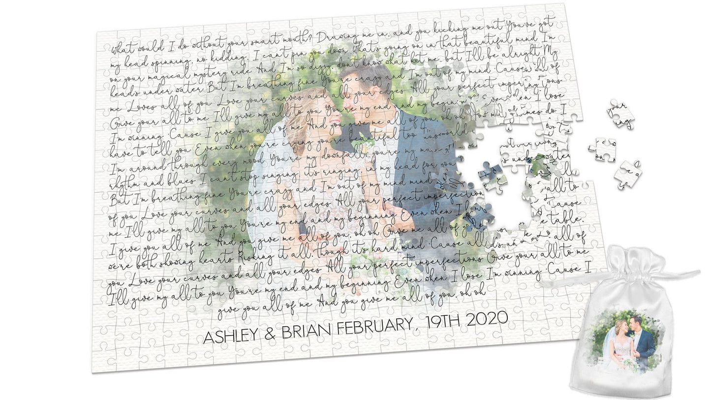 Custom Wedding Photo & Quote Anniversary Keepsake Puzzle - Squishy Cheeks