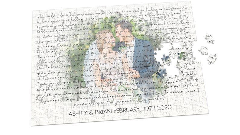 Custom Wedding Photo & Quote Anniversary Keepsake Puzzle - Squishy Cheeks