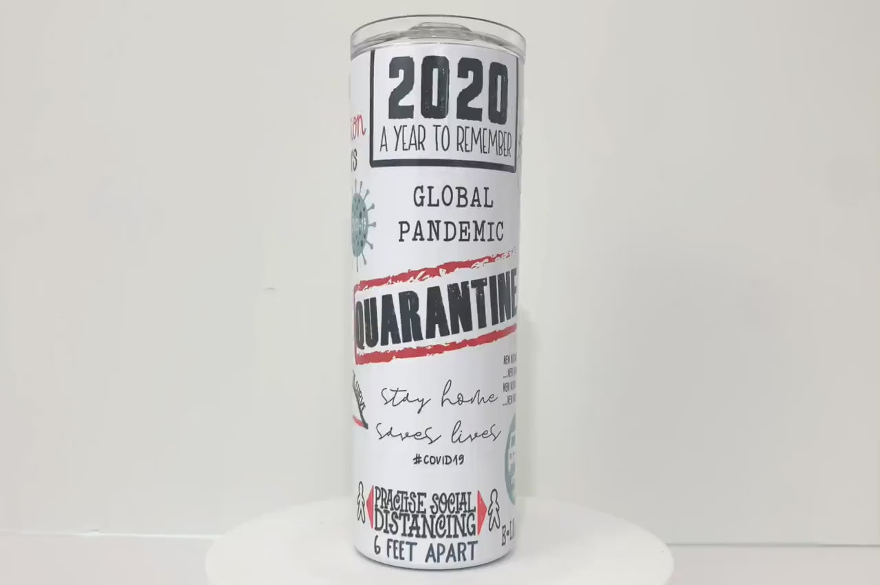 2020 Tumbler A Year to Remember 2020 Christmas Gift Quarantine Covid Social Distancing Funny Christmas Gift 20oz Tumbler Straw Included