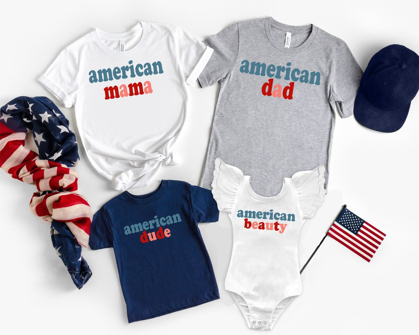 Family 4th of July Shirts Mommy and Me Matching Patriotic Shirts Independence Day Shirts Red White Blue American Family Shirts - Squishy Cheeks