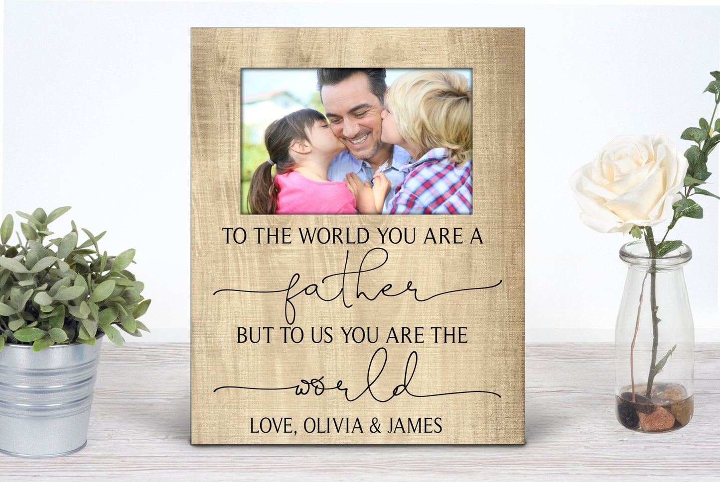 Father's Day Gift from Kids Personalized Fathers Day Gift Wooden Frame Photo Dad Birthday Gift from Kids Wall Art Keepsake Gift Picture - Squishy Cheeks