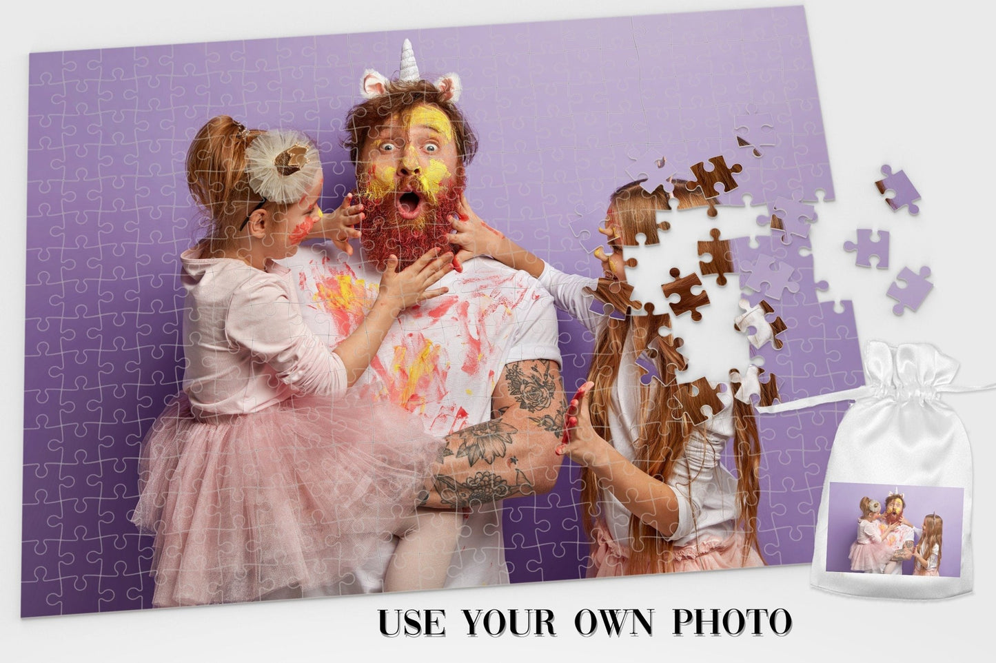 Fathers Day Gift from Kids Unique Father's Day Gift Photo Puzzle Kids Personalized Photo Puzzle Dad Birthday Family Portrait Jigsaw Photo - Squishy Cheeks