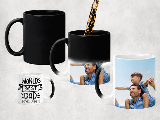 Fathers Day Gift, Personalized Color Changing Coffee Mug, Unique Dad Gift for Fathers Day - Squishy Cheeks
