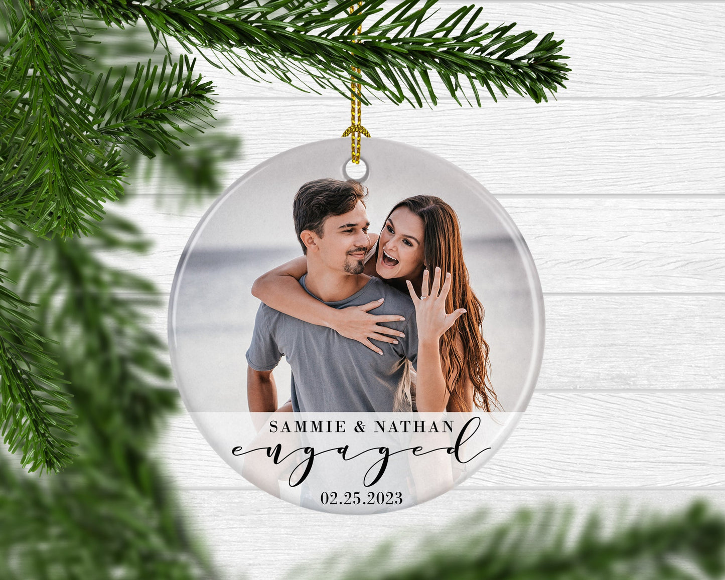 First Christmas Engaged Ornament - Squishy Cheeks