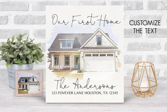 First Home Gift New Home Gift Housewarming Gift Realtor Closing Gift House Illustration Custom House Portrait Newlywed Gift Watercolor House - Squishy Cheeks