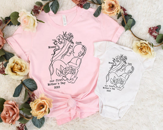 First Mothers Day Mommy and Me Shirts - Squishy Cheeks