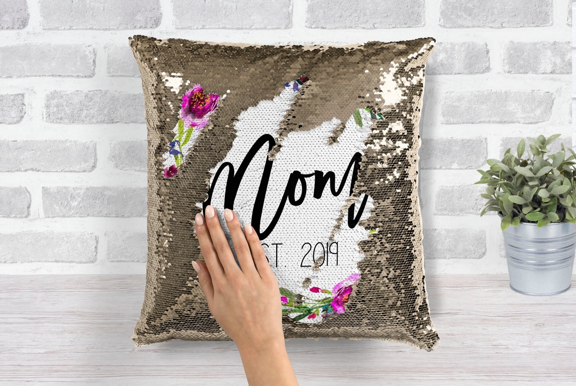 Floral Unicorn Custom Sequin Pillow INCLUDES INSERT CUSHION - Personal –  Happy Camper Creations TX