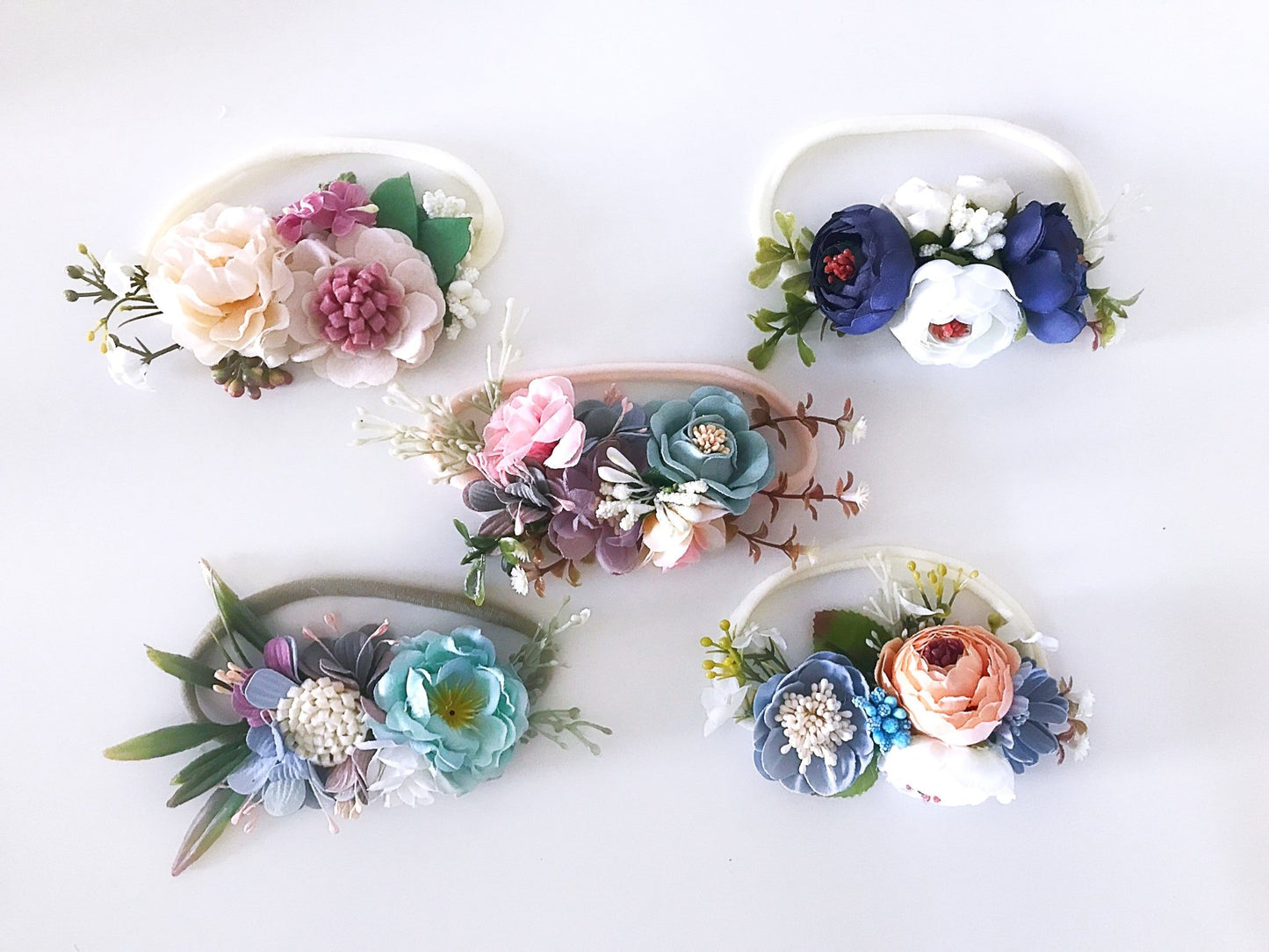 Floral Nylon Headband Aqua and Lavender - Squishy Cheeks