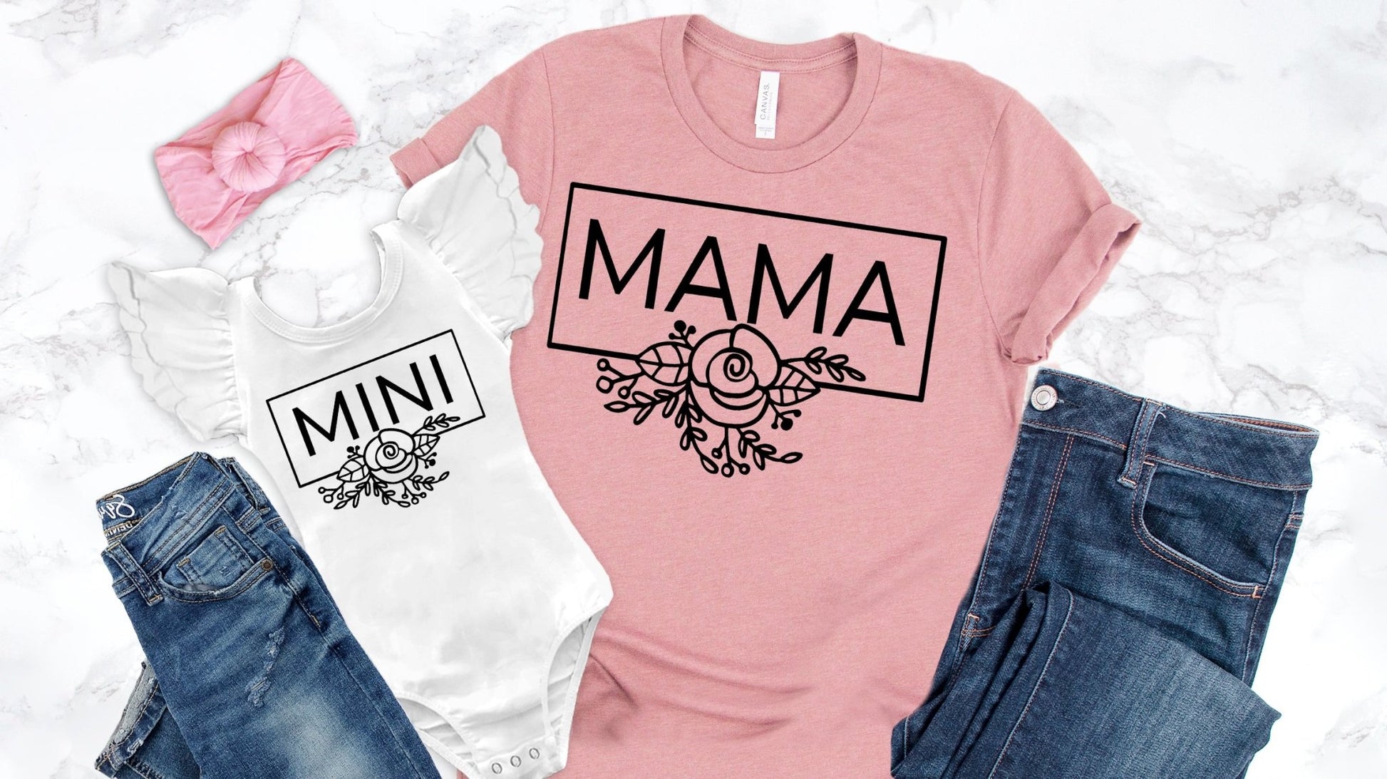 Floral Print Mama Mini Matching Tops - Squishy Cheeks