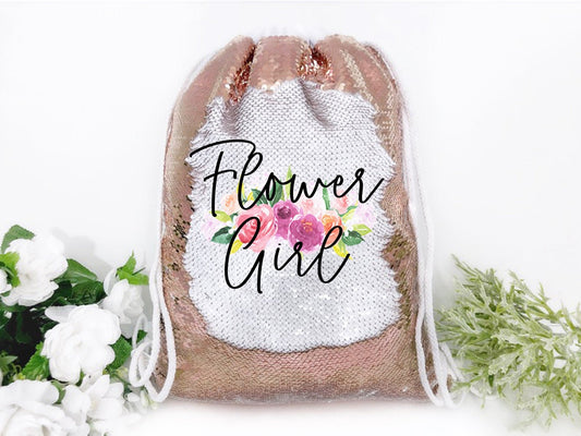 Flower Girl Personalized Reversible Sequin Backpack - Squishy Cheeks