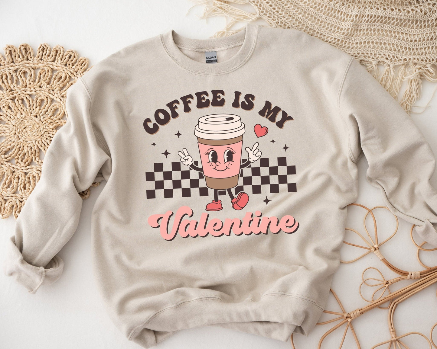 Funny Coffee Is My Valentine Women's Valentine's Day Shirt Funny Tired Mom Valentines Day Shirt Tee - Squishy Cheeks