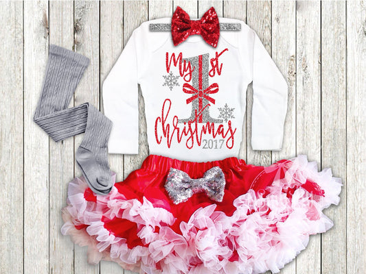 Girl's 1st Christmas Top & Headband - Squishy Cheeks