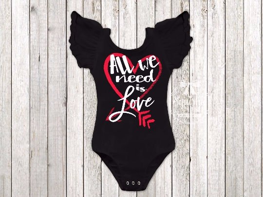 Girl's All We Need Is Love Valentine's Day Top - Squishy Cheeks
