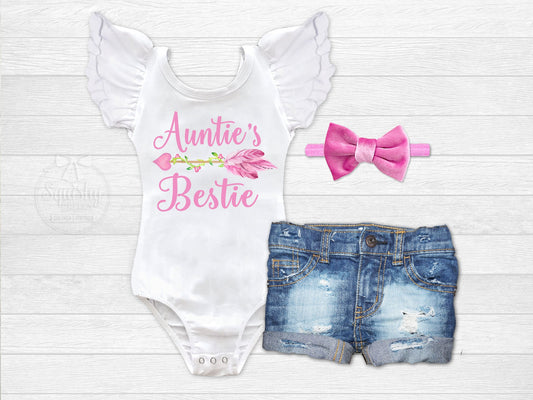 Girl's Auntie's Bestie Outfit - Squishy Cheeks