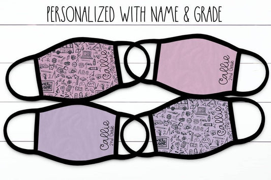 Girl's Back To School Personalized Reusable Face Mask - Squishy Cheeks