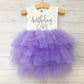 Girls Birthday Tutu Dress Purple Lavender and Silver Birthday Outfit Fluffy Dress - Squishy Cheeks