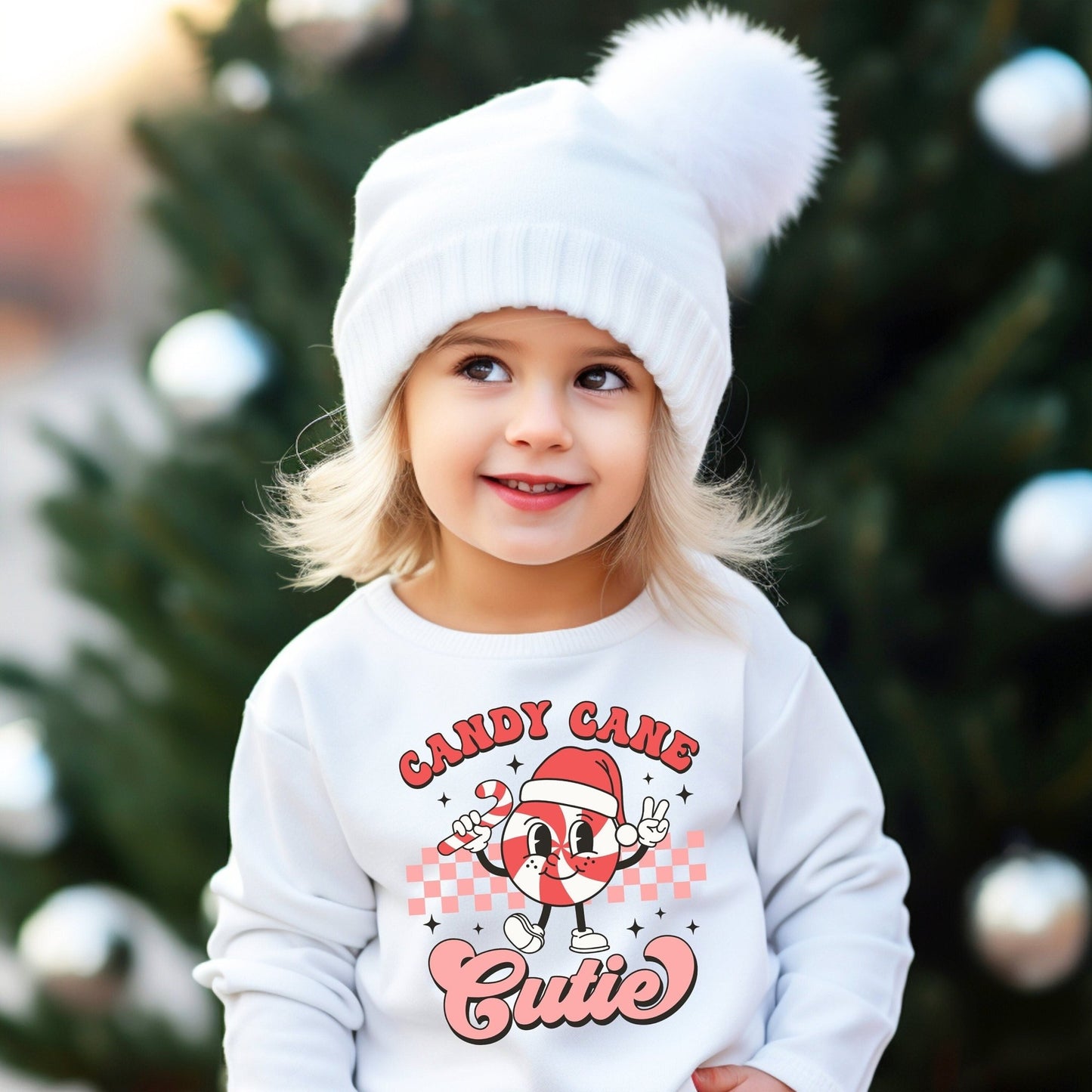 Girls Candy Cane Cutie Christmas Sweatshirt Sweater Baby Romper - Squishy Cheeks