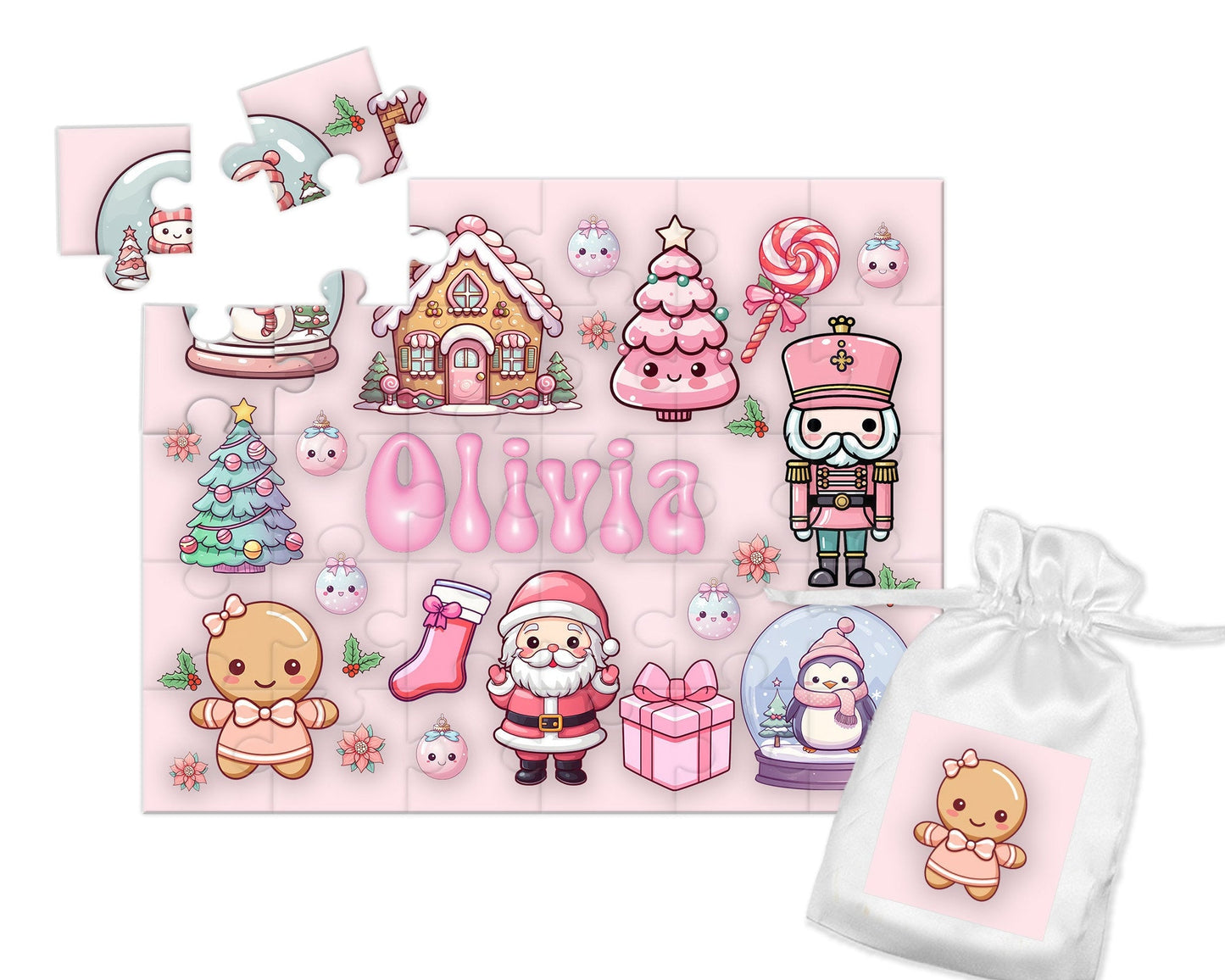 Girls Christmas Puzzle Stocking Stuffer Personalized Name Puzzle - Squishy Cheeks