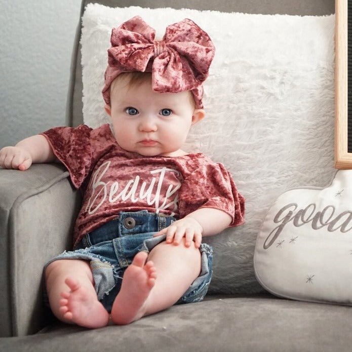 Girl's Crushed Velvet Beauty Outfit - Squishy Cheeks