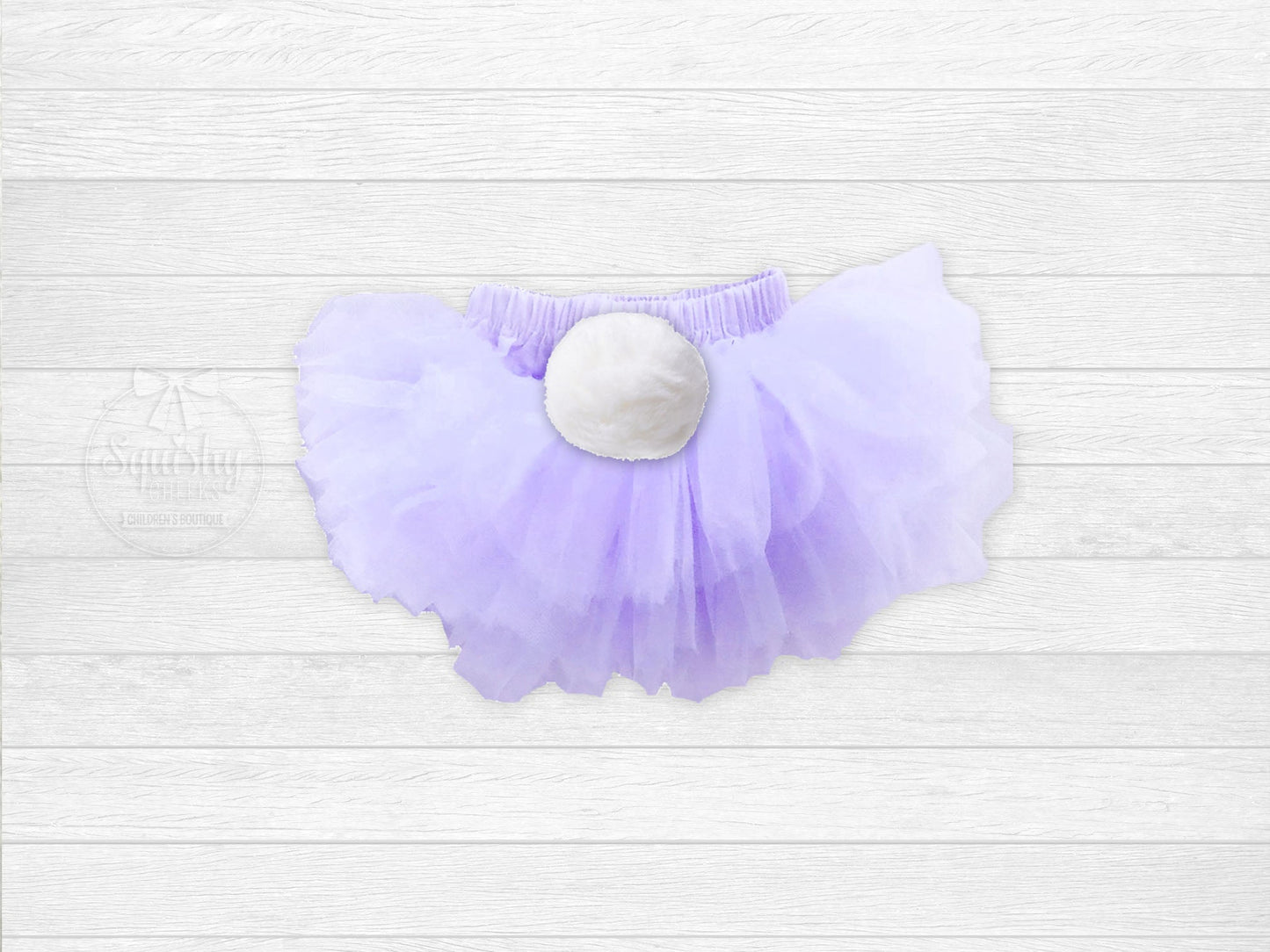Girl's Easter Lavender Chiffon Bloomers w/ Bunny Tail - Squishy Cheeks