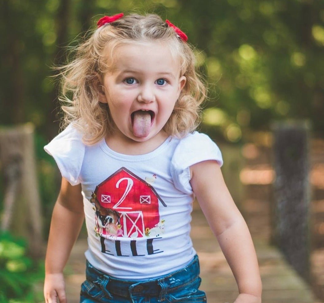 Girl's Farm Animal Birthday Outfit - Squishy Cheeks