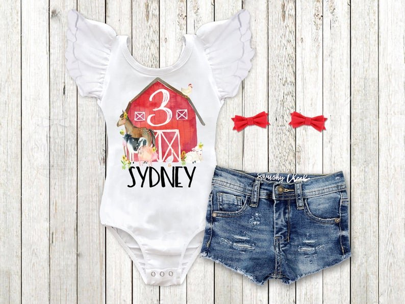 Girl's Farm Animal Birthday Outfit - Squishy Cheeks