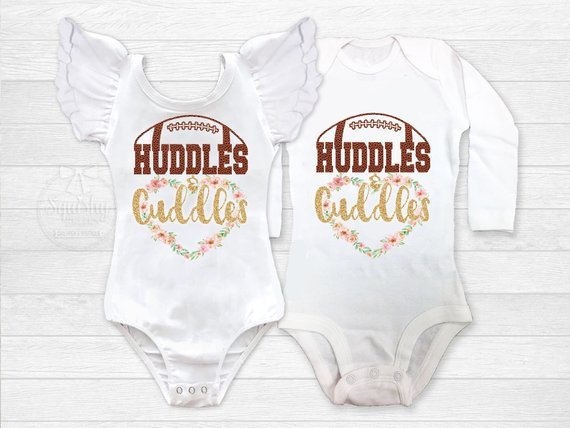 Girl's Floral Huddles and Cuddles Football Outfit - Squishy Cheeks