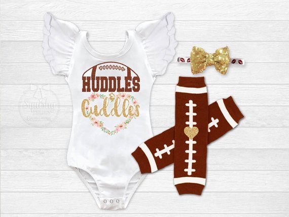Girl's Floral Huddles and Cuddles Football Outfit - Squishy Cheeks