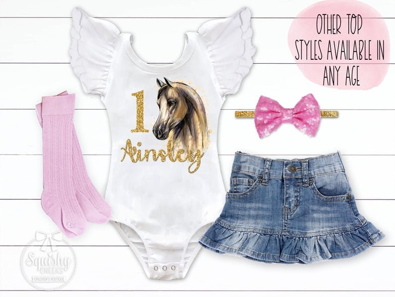 Girl's Horse Birthday Outfit - Squishy Cheeks