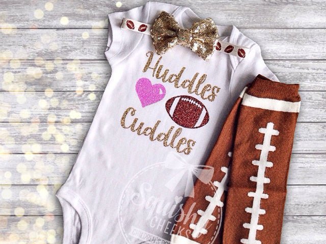 Girl's Huddles and Cuddles Football Outfit - Squishy Cheeks