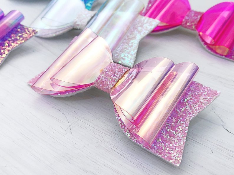 Girl's Jelly Bow Glitter Hair Clips - Squishy Cheeks