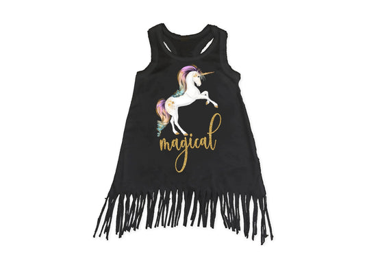 Girl's Magical Unicorn Fringe Dress - Squishy Cheeks