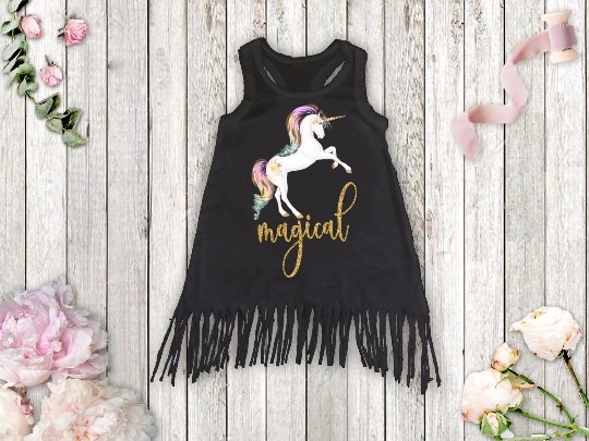 Girl's Magical Unicorn Fringe Dress - Squishy Cheeks
