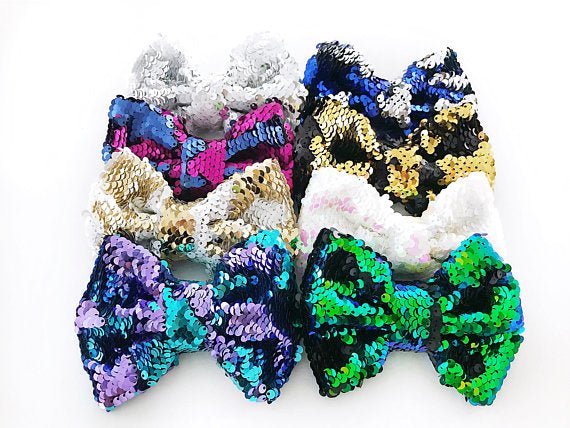 Girl's Mermaid Style Sequin Reversible Bow - Squishy Cheeks