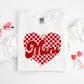 Girls Mini Valentine's Day Sweatshirt Checkered heart Skater Girl Valentine Sweatshirt Bubble Romper Toddler Sweatsuit - Squishy Cheeks
