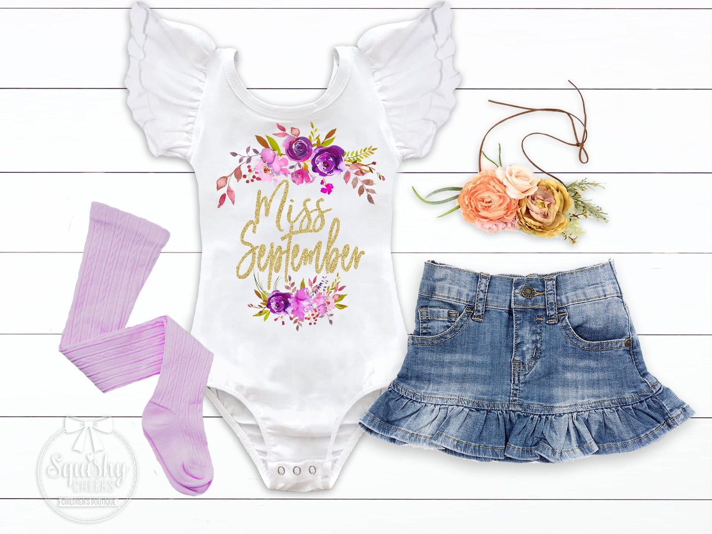 Girl's Miss September Birthday Outfit - Squishy Cheeks