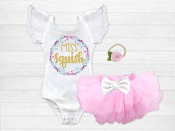 Girl's Miss Squish Floral Outfit - Squishy Cheeks