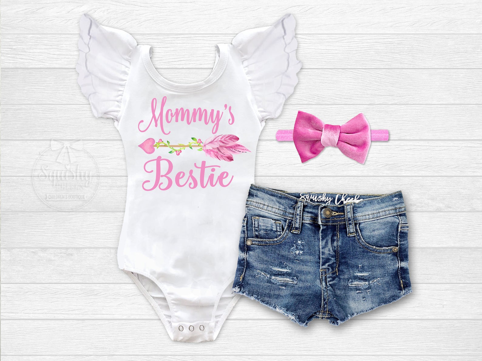 Girl's Mommy's Bestie Leotard Outfit - Squishy Cheeks